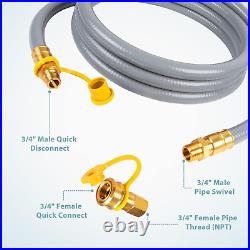 15FT 3/4-Inch Natural Gas Hose with Quick Connect Fitting, Propane to Natural Ga