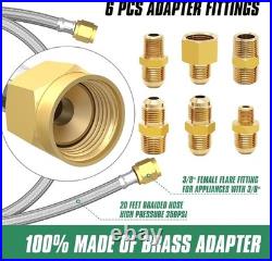 20 Ft High Pressure Braided Propane Hose Extension with Conversion Coupling 38