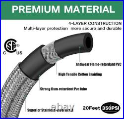 20 Ft High Pressure Braided Propane Hose Extension with Conversion Coupling 38