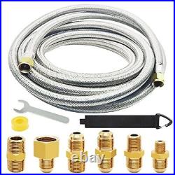 20 Ft High Pressure Braided Propane Hose Extension with Conversion Coupling 3/8 20 Ft High Pressure Braided Propane Hose Extension with Conversion Coupling 3/8