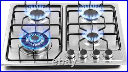 22X20 Gas Cooktop 4 Burners Stainless Steel Stove NG/LPG Conversion Kit