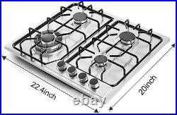 22X20 Gas Cooktop 4 Burners Stainless Steel Stove NG/LPG Conversion Kit