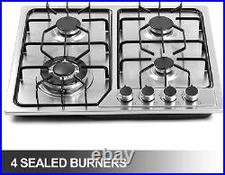 22X20 Gas Cooktop 4 Burners Stainless Steel Stove NG/LPG Conversion Kit