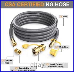 24FT 1/2 Propane To Natural Gas Hose with Quick Connect Conversion Kit Gas Line