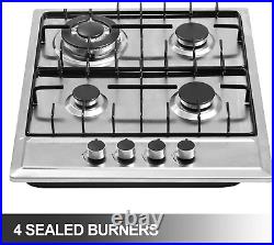 24X20 Gas Cooktop 4 Burners Stainless Steel NG/LPG Conversion Kit Easy Clean