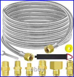 24 Ft High Pressure Braided Propane Hose Extension with Conversion Coupling