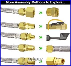 24 Ft High Pressure Braided Propane Hose Extension with Conversion Coupling