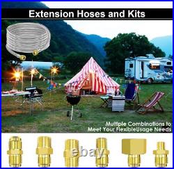 24 Ft High Pressure Braided Propane Hose Extension with Conversion Coupling