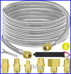 24 Ft High Pressure Braided Propane Hose Extension with Conversion Coupling