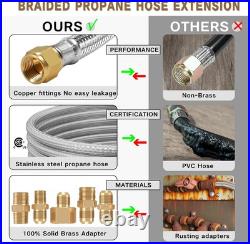 48Ft High Pressure Braided Propane Hose Extension and Fittings with Conversion