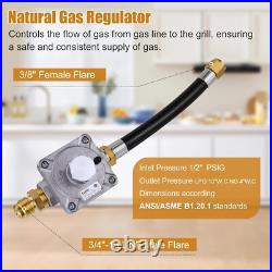Easy Install 1/2'' Natural Gas Hose & Regulator Kit for Propane to Natural Gas Easy Install 1/2'' Natural Gas Hose & Regulator Kit for Propane to Natural Gas