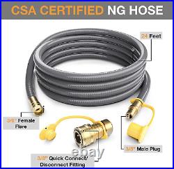 Natural Gas Conversion Kit for Grill, 24Ft Flexible Gas Line, 3/8 Natural Gas H