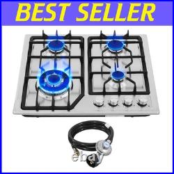 Stainless Steel 4-Burner Gas Cooker with NG/LPG Conversion Kit for Home Chefs Stainless Steel 4-Burner Gas Cooker with NG/LPG Conversion Kit for Home Chefs