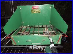 Vintage Coleman 425D Green Camping Stove With Propane Conversion Kit
